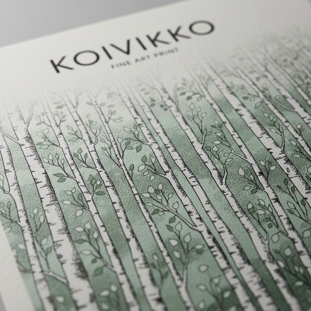 Close-up of Koivikko poster showing premium matte paper texture